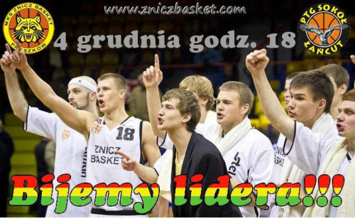 Plakat zapowiadający spotkanie I ligi koszykówki mężczyzn pomiędzy drużynami MKS Znicz Basket Pruszków i NETO PTG Sokół Łańcut #ZniczBasket #Pruszków #koszykówka #ILiga #PZKosz #kosz #basket #Sokół #Łańcut