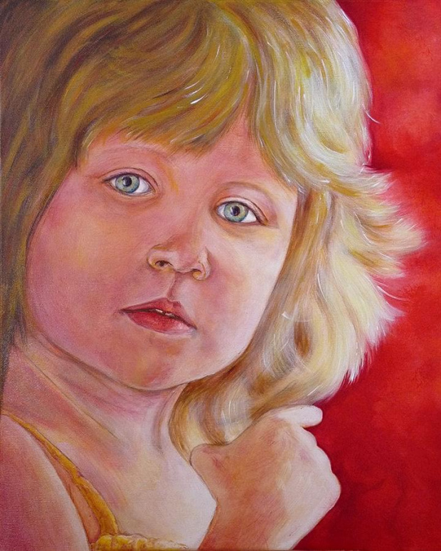 "Portret dziewczynki" akryl na płótnie; werniksowany; rok 2012; (w kolekcji prywatnej ) #malarstwo #akryl #portret #kolory #obraz