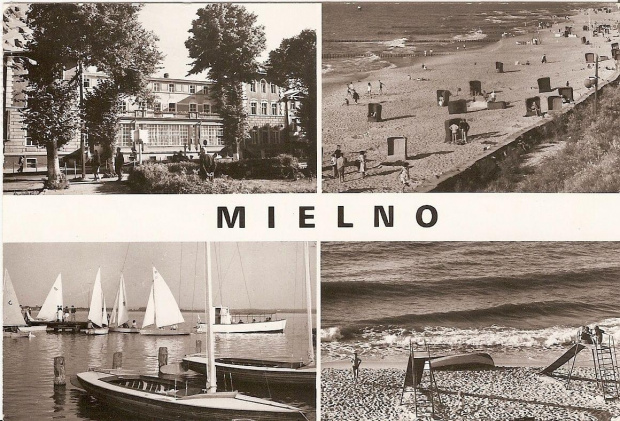 Mielno_1) Dom Wypoczynkowy FWP "Jantar "
2) Jezioro Jamno
3) Plaża
4) Brzeg morski