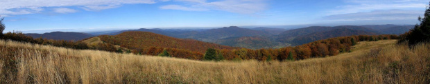 Panorama z Małego Jasła w stronę pólnocną #Góry #Bieszczady #MałeJasło #panorama