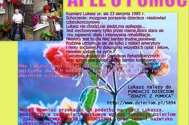 Łukasz Kuźniarz - mózgowe porażenie dziecięce - niedowład czterokończynowy --- http://pomagamy.dbv.pl/ #ŁukaszKuźniarz #MózgowePorażenieDziecięce #NiedowładCzterokończynowy #pomagamydbvpl #StronaInformacyjna #ApelOPomoc #LudzkaTragedia