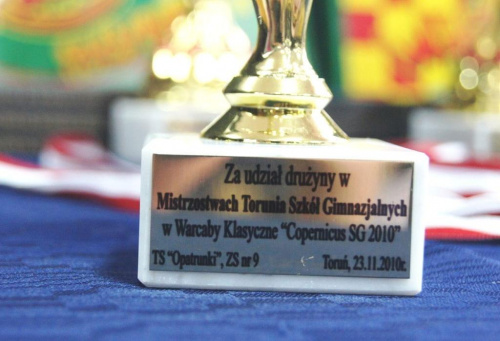 Mistrzostwa Torunia Szkół Gimnazjalnych w Warcaby Klasyczne Copernicus SG 2010 - ZS nr 9 Toruń, 23.11.2010r.